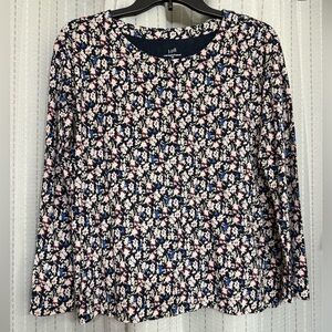 J. Jill Navy Floral Long Sleeve Top
